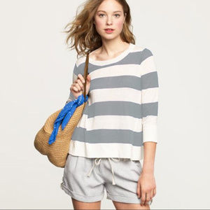 J. Crew Grey Striped Swingtime Silk/Linen Knit Top